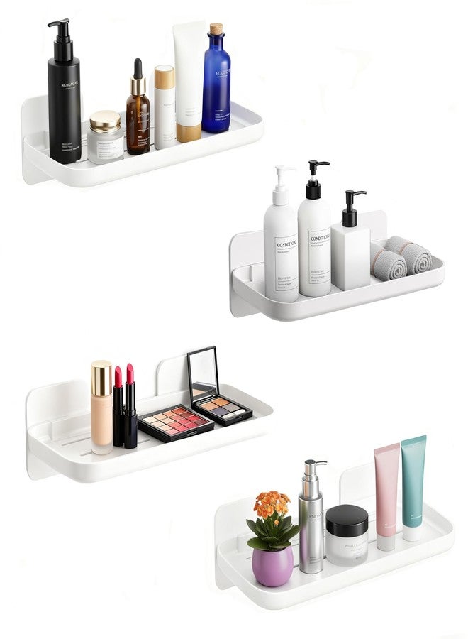 NGETC 4 Pack Floating Shelves for Wall, Self Adhesive Small Shelf, No Drill Adhesive Wall Shelf, Floating Shelves Damage-Free Expand Walls Space for Living Room Kitchen Bathroom (White) - Image 1